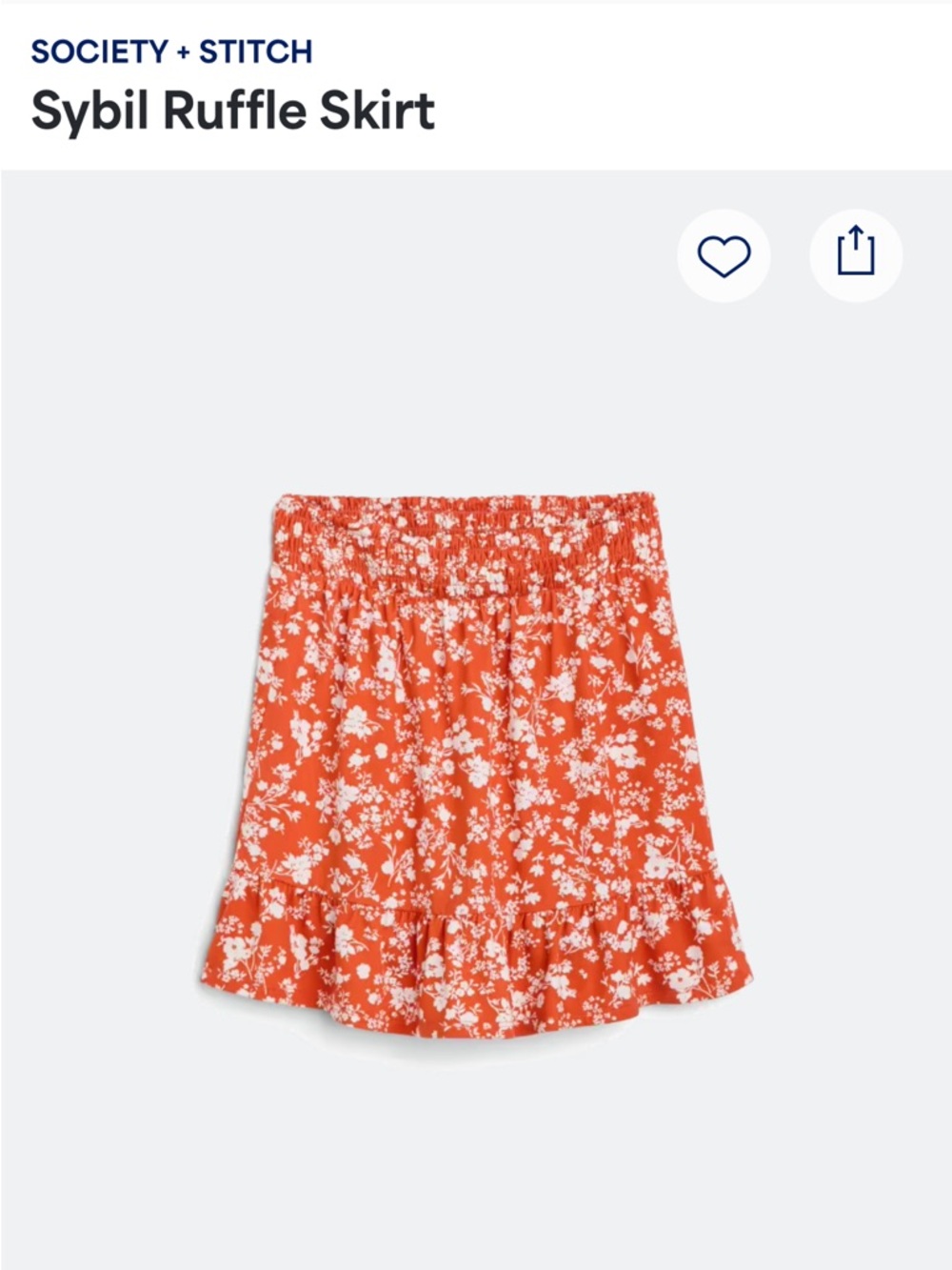 Girls' Rust Floral Ruffle-Hem Skirt — Elastic Waist